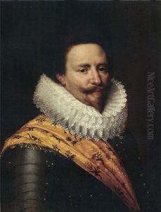 Portrait Of Stadholder Frederik Hendrik, Prince Of Orange, Wearing Armour Suit With Lace Collar And Orange Sash