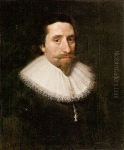 Portrait Of A Gentleman In A Black Coat And A White Lace Collar by Michiel Jansz. van Mierevelt