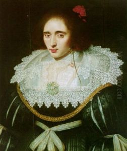Portrait Of A Lady (elizabeth Queen Of Bohemia?) Wearing A Black Dress With A Large Lace Collar by Michiel Jansz. van Mierevelt