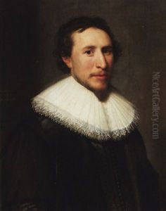 Portrait Of A Bearded Gentlemen Wearing Black And A White Ruff