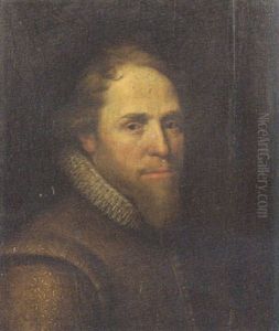 Portrait Of Maurice De Nassau, Prince Of Orange, Wearing A Gold Embroidered Brown Doublet With Lace Collar