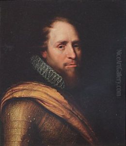 Portrait Of Maurice Of Nassau, Prince Of Orange, In Gilded Wheatsheaf Armour And An Orange Sash