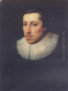 Portrait Of A Man Wearing Black, With A Lace Trimmed Collar