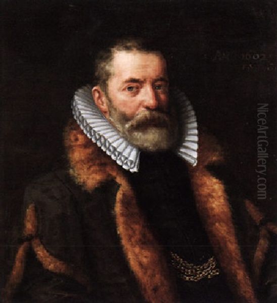 Portrait Of A Gentleman, Wearing A Fur-lined Coat And A White Ruff - view 1