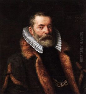 Portrait Of A Gentleman, Wearing A Fur-lined Coat And A White Ruff