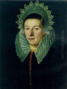 Portrait Of A Lady  In A Black Dress With A Ruff And A Lace Headdress