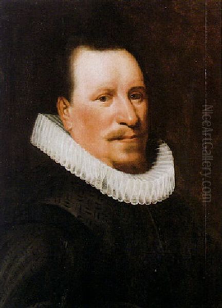 Portrait Of A Gentleman Wearing Black, With A White Ruff - view 1