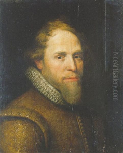 Portrait Of Maurice Of Nassau, Prince Of Orange, Wearing A Gold Embroidered Ochre-coloured Jacket With Lace Collar - view 1