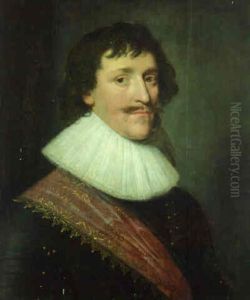 Portrait Of A Gentleman In A Black Coat Wearing The Orange Sash Of The Dutch Military Service by Michiel Jansz. van Mierevelt