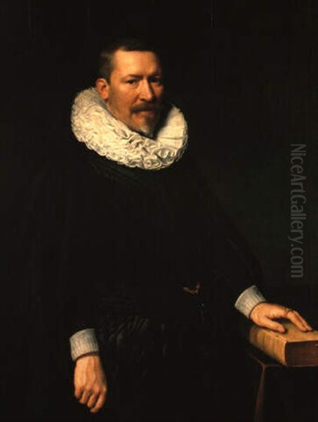 Portrait Of Johan Camerlin, Aged 59, Wearing Black Costume And Lace Collar - view 1