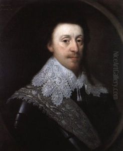 Portrait Of A Man Wearing Armour With A Green Brocade Sash And Lace Collar by Michiel Jansz. van Mierevelt