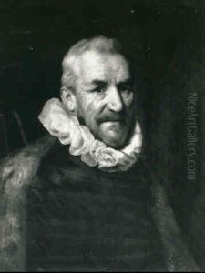 Portrait Of A Bearded Gentleman, Half Length In A Black     Slashed Doublet And A Fur Stole