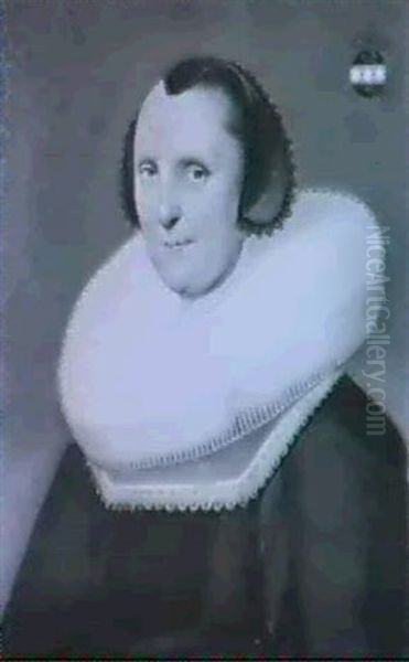 Halbfigurenportrait Einer Frau Mit Weissem Spitzenkragen - view 1
