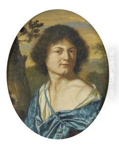 Portrait Of A Young Man, Bust-length, In Blue And White, Before A Landscape Portrait Of A Young Man, Bust-length, In Blue And White, Before A Landscape