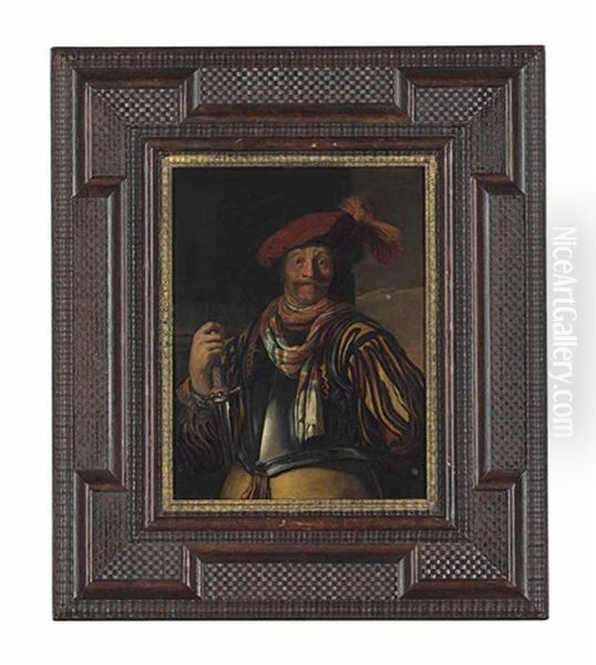 Portrait Of A Gentleman, Three-quarter-length, In Armour And A Red Plumed Cap, A Sword In His Right Hand - view 1