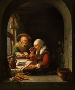 Altes Ehepaar Am Tisch