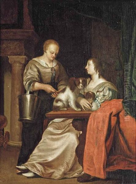 A Lady And Her Maid In An Interior - view 1