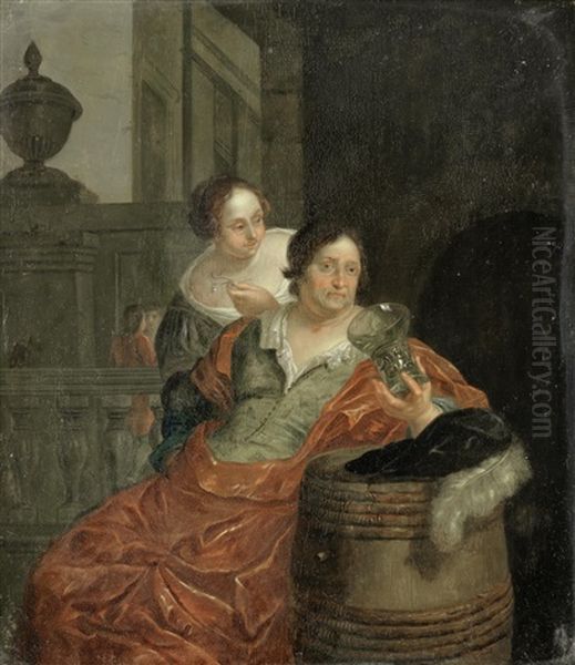 A Gentleman Drinking, Accompanied By A Young Lady - view 1