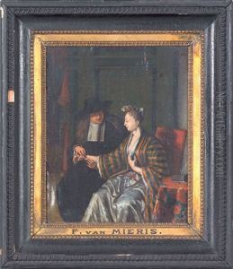 Interior Scene Of A Young Woman And Her Physician by Frans van Mieris