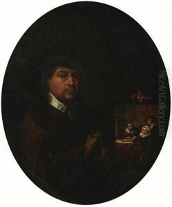 Portrait Eines Jungen Mannes Mit Familienbildnis by Frans van Mieris