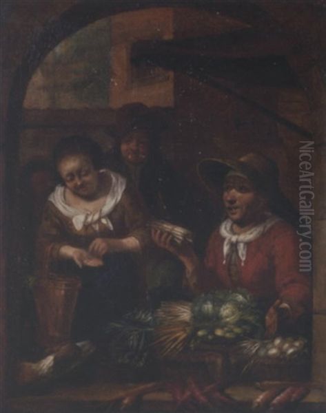 An Elderly Woman Selling Vegetables To A Peasant Woman - view 1