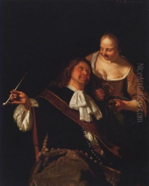 A Cavalier And A Lady In An Interior - view 1