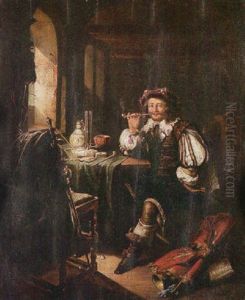 A Cavalier Smoking In An Interior