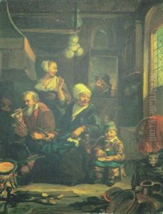 Interior Scene Of Family Beside A Hearth by Frans van Mieris