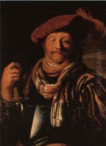 A Soldier Wearing A Plumed Cap And A Gorget, Holding A Sword