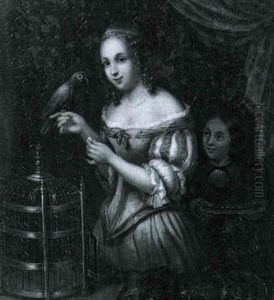 Junge Dame Mit Einem Papagei by Frans van Mieris
