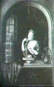Junge Frau Am Fenster. Junge Frau Am Fenster.