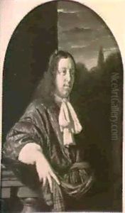 Portrait Of A Gentleman Leaning On A Balustrade