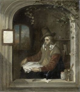 A Bearded Man Reading, Seated At A Casement Window A Bearded Man Reading, Seated At A Casement Window