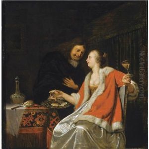 The Oyster Meal by Frans van the Younger Mieris