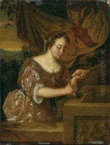Jeune Femme Tenant Une Fleche by Frans van the Younger Mieris