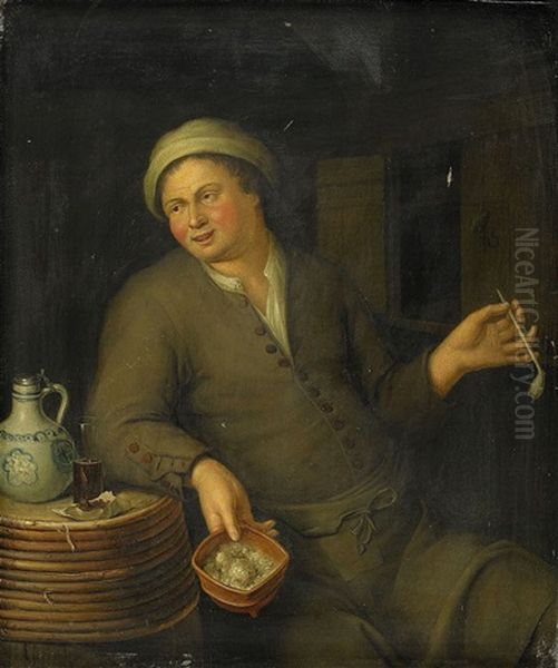 Young Man With Clay Pipe And Jug - view 1