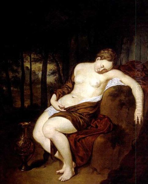 Schlummernde Junge Frau In Einer Waldlandschaft - view 1