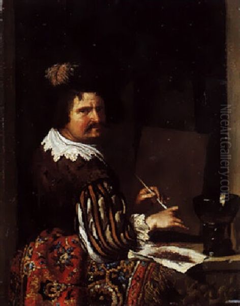 Portrait D'homme A Sa Fenetre Prisant Son Tabac - view 1