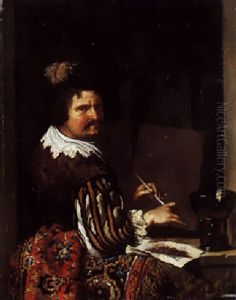 Portrait D'homme A Sa Fenetre Prisant Son Tabac