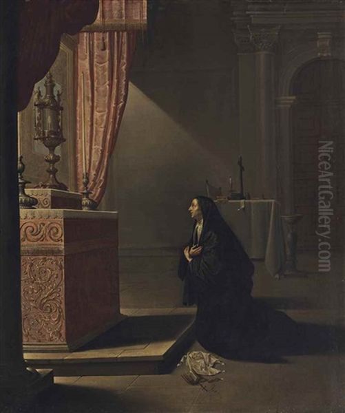A Nun In A Church Interior - view 1