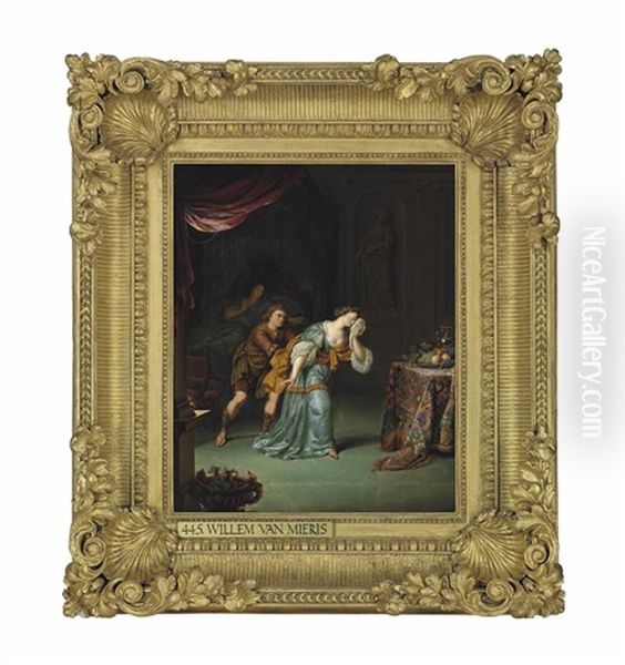An Interior With A Man Consoling A Distressed Lady, Beside An Invalid In Bed - view 1