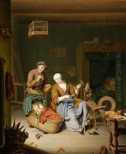 Interieursszene Mit Einer Familie by Willem Van Mieris Leiden