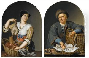 The Fish Wife (+ The Fish Seller, C.1716; Pair) by Willem Van Mieris Leiden