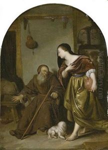 La Femme De Jeroboam Et Le Prophete Ahijah (after Frans Van Mieris The Elder) by Willem Van Mieris Leiden