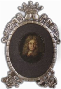 A Portrait Of A Gentleman, Wearing An Orange Coat With A Blue Velvet Cloak, A White Chemise And A Wig