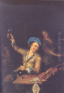 A Violinist Making Merry In A Tavern by Willem Van Mieris Leiden