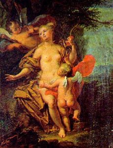 Venus Disarming Cupid In A Wooded Landscape by Willem Van Mieris Leiden