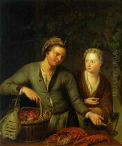 A Woman Buying Lobsters From A Fishmonger A Woman Buying Lobsters From A Fishmonger