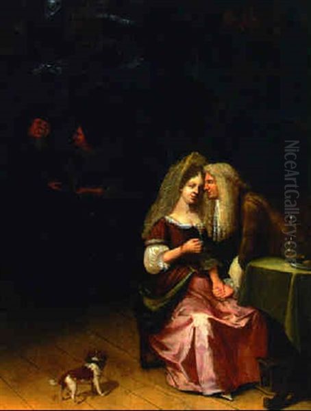 An Elegant Couple Courting In An Interior - view 1