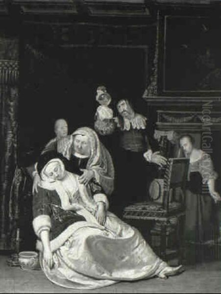 Doctor Taking A Lady's Water - view 1